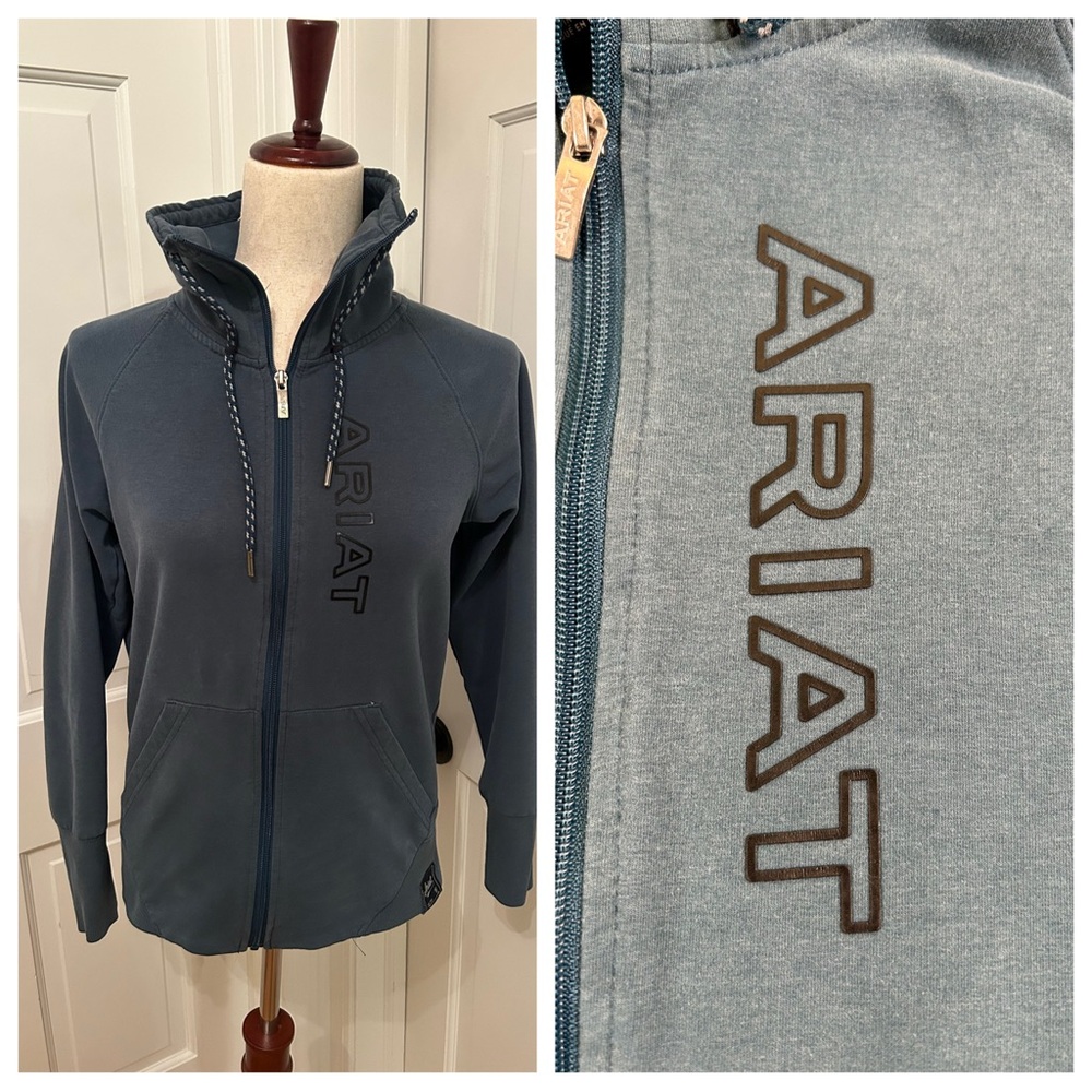 ARIAT‎ Team Logo Full Zip Sweatshirt Teal Blue Women Small
